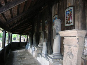 The tombstones outside the church