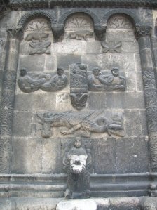 The decoration on the Romanesque portal