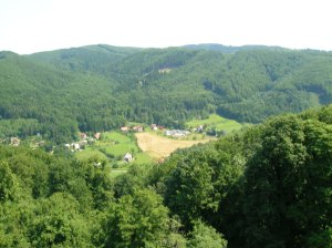 The breathtaking view from Hukvaldy Castle