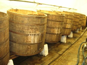 The barrels in the cellar