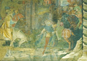 Postcard of the Chapel of the Magi, Journeys of the Magi, fresco by Giovanni da Modena, 1410