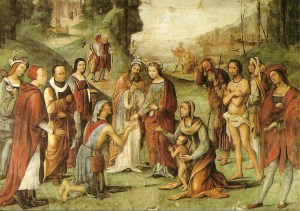 Postcard of the Oratory of St. Cecilia, St. Cecilia's Charity from 1505-1506