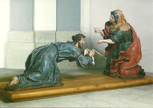 Postcard of a statue in the Church of Saint Nicholas