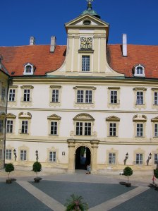 The facade of Valtice Chateau