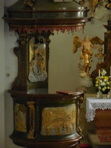 Pulpit at the Church of the Virgin Mary, Obyčtov